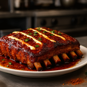 Costelinha ao Molho Barbecue com Fumaça em Pó